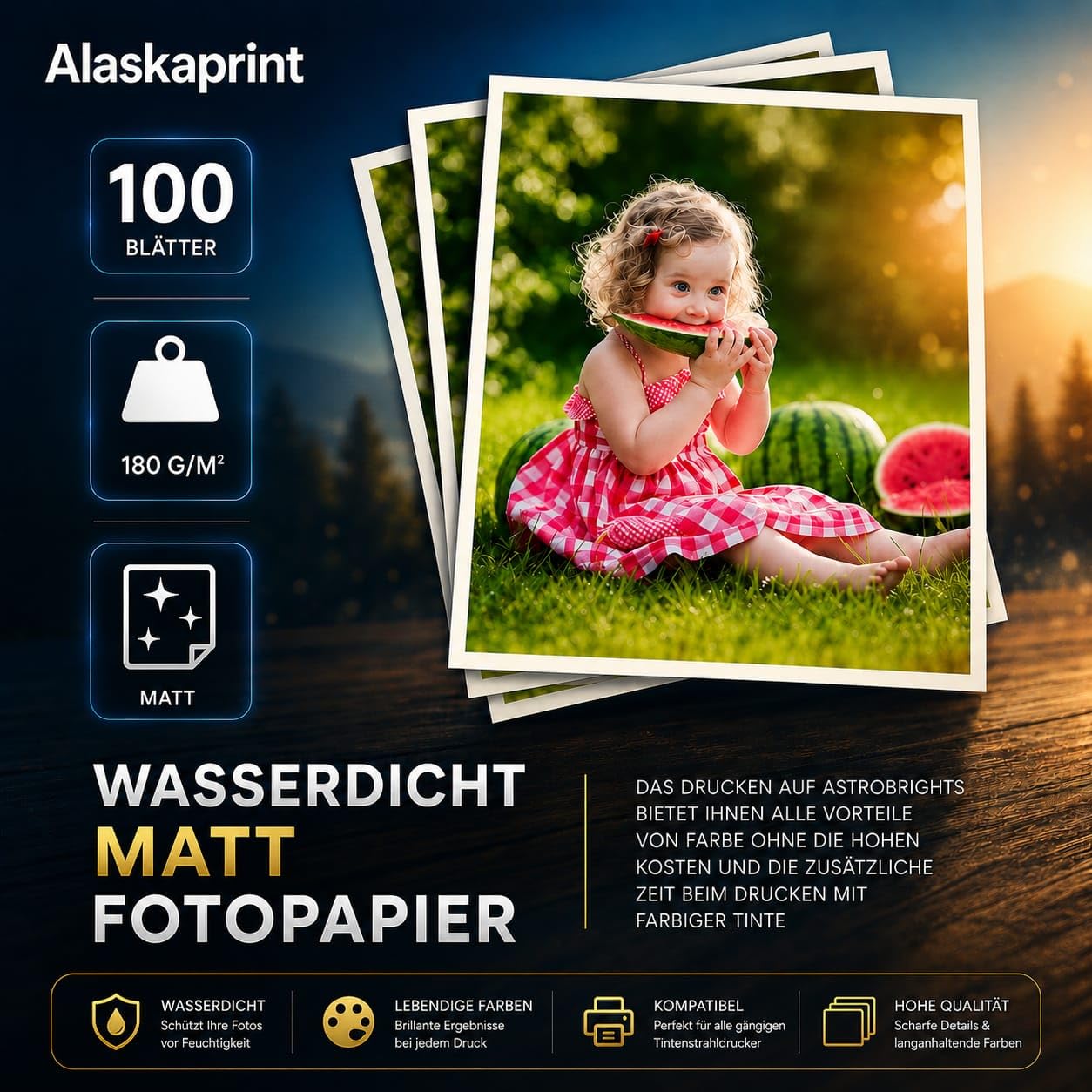100 Blatt Fotopapier A4 Matt Tintenstrahldrucker 180g/m² Fotopapier Fotokarten Photokarten Sofort Trocken Hochweiß Fotoblätter