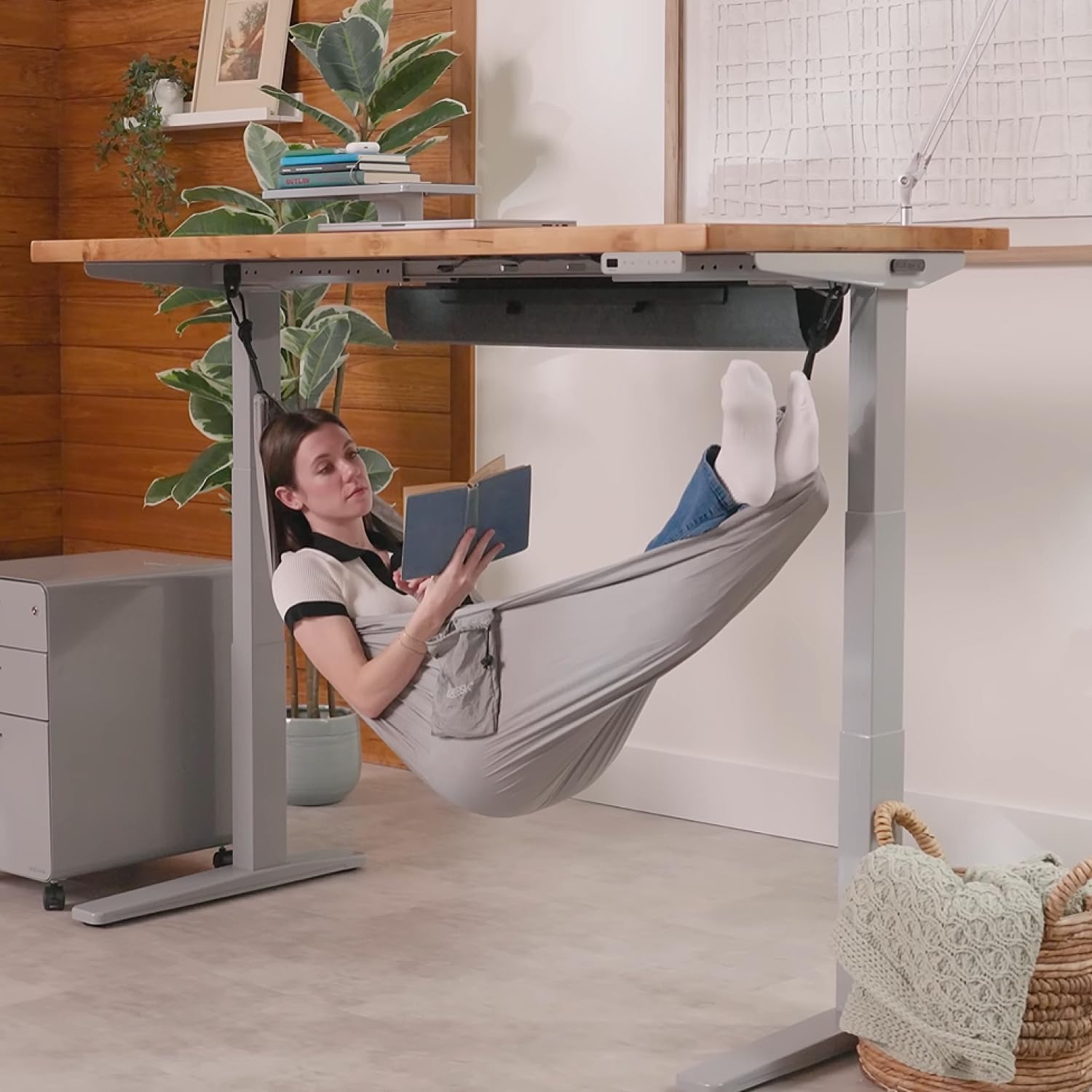 Uplift Desk Under Desk Hammock – Hammock for Office, Ergonomic Office Supplies Perfect for Rest & Relaxation, Durable and Easy to Use (Gray)