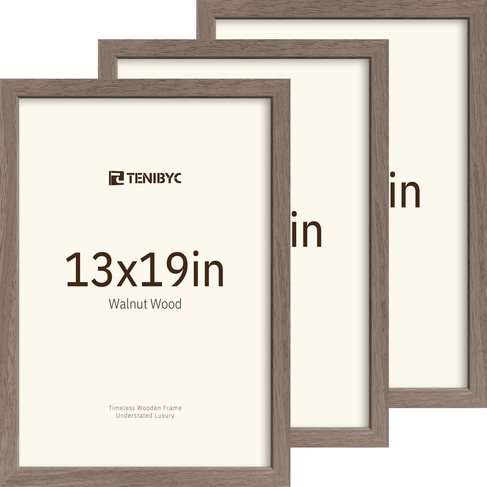 TENIBYC 13x19 Picture Frame Walnut Wood 3 Pack