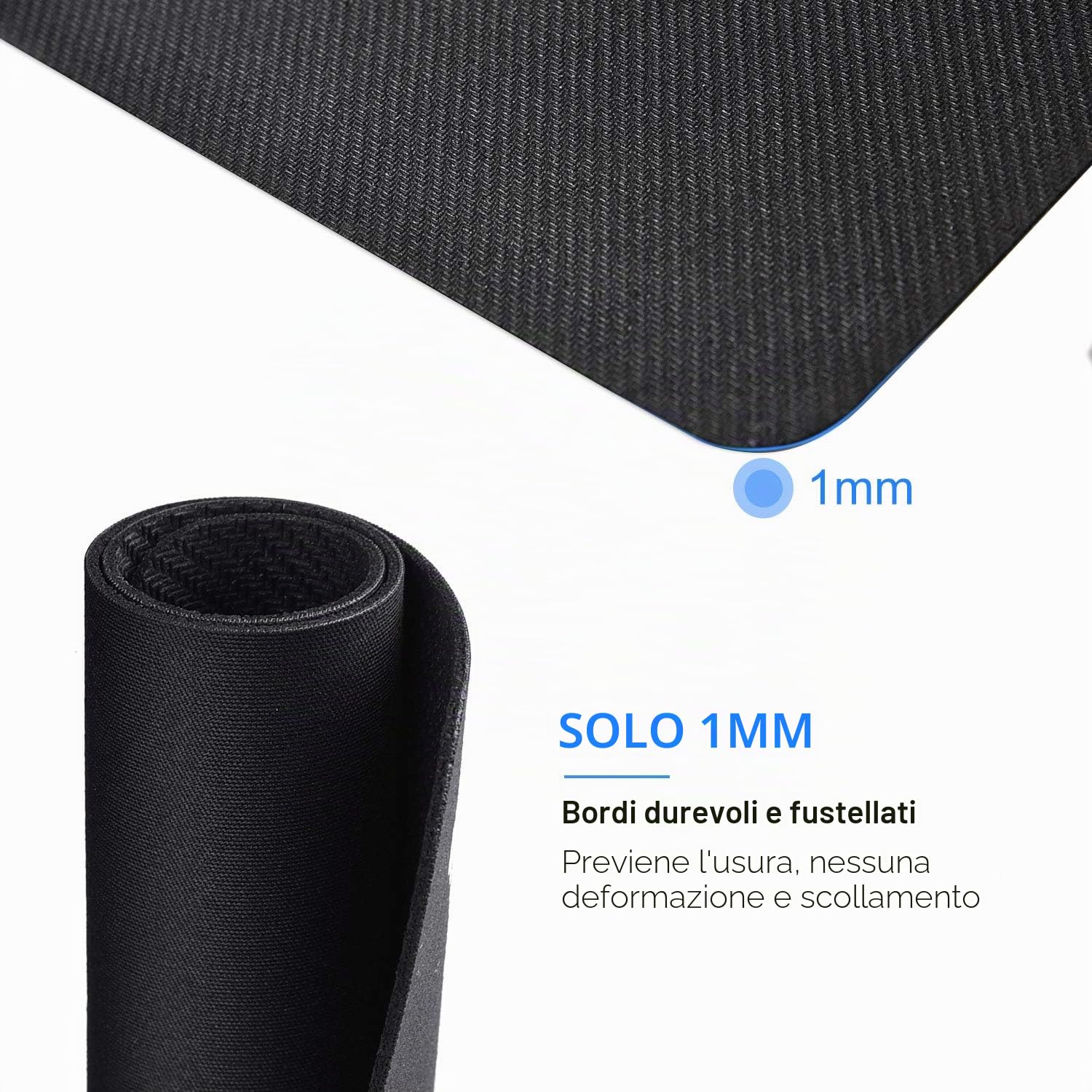 cimetech Tappetino per Mouse in Fibra di Seta Liscia Antiscivolo Lavabile Nero Black