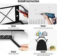 Vista 6 de Soporte de pared para tabla de planchar, soporte para tabla de planchar, organización y almacenamiento de decoración de lavandería, con cesta base