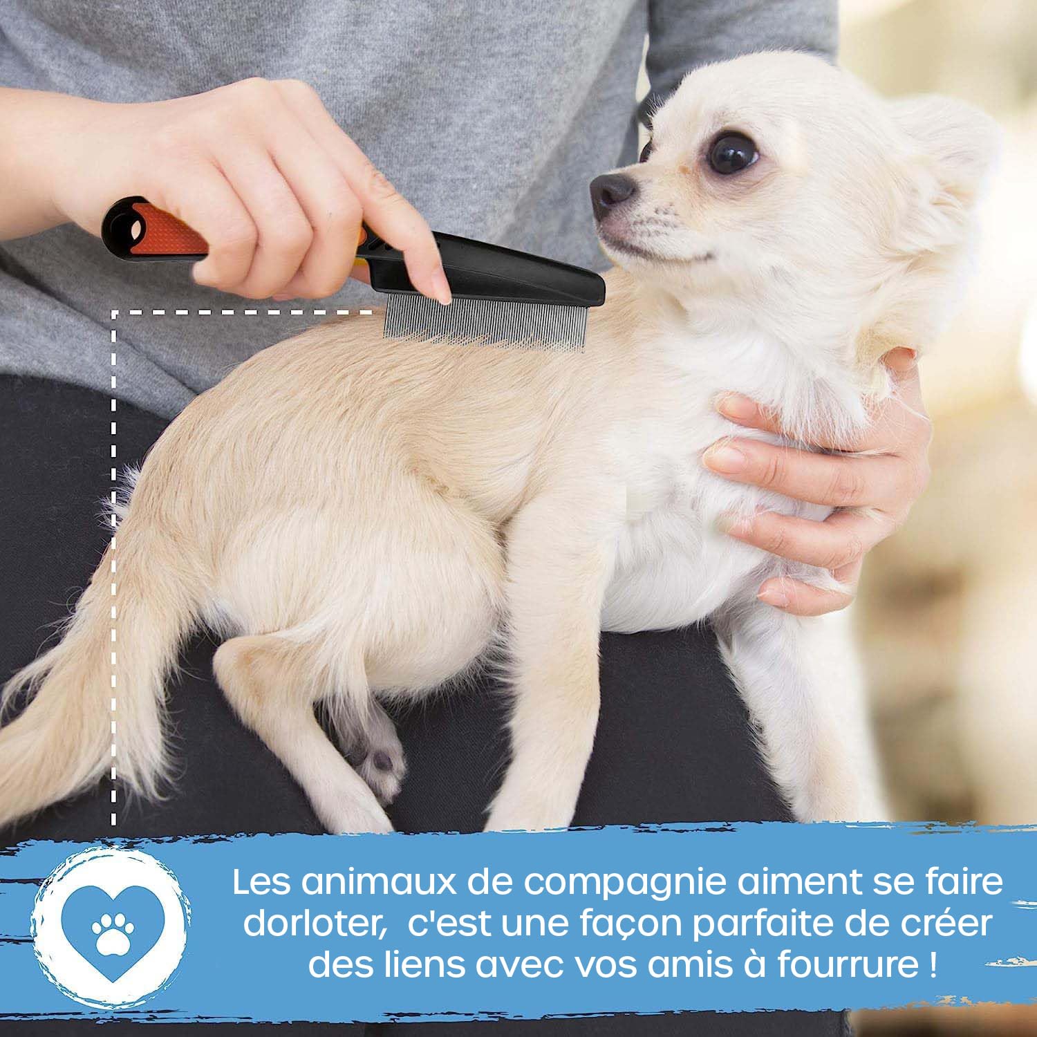 volila Peigne Anti Puces Chien - Peigne Anti Puces pour Chat 15 cm - Dents Fines pour Protéger Votre Animal des Puces & Tiques - Peigne Chat Technologie Douce & Sûre
