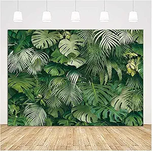 Green Tropical Palm Leaves Picture Photography Backdrop Vinyl 7x5ft Jungle Safari Plants Photo Background for Hawaiian Luau Party Decor Banner Birthday Baby Shower Supplies