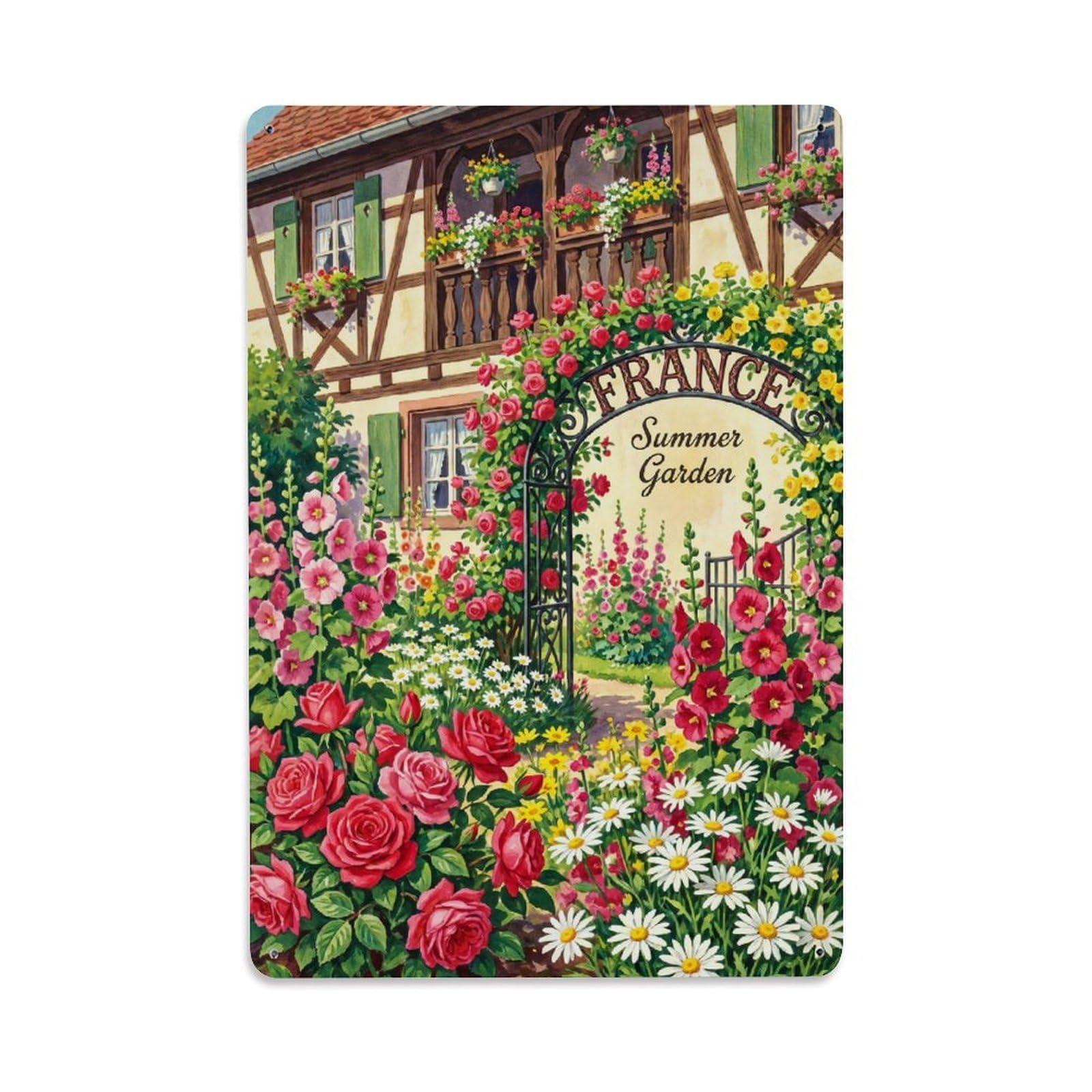 Gead 8X12inch Style Vintage Travel France Garden Metal Tin Sign