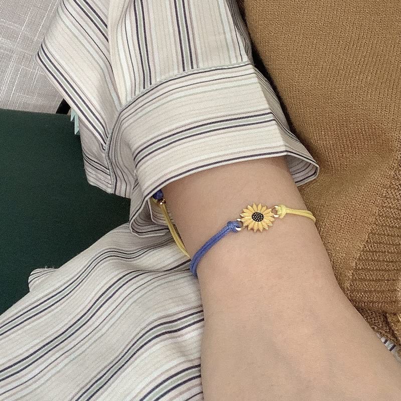 Pingyongchang Ukraine Flag Bracelet with Natural Crystal Bracelet Adjustable Bangles Set Ukrainian Yellow Blue Bracelet Hand Braided Bracelet for Men Women Kids Unisex