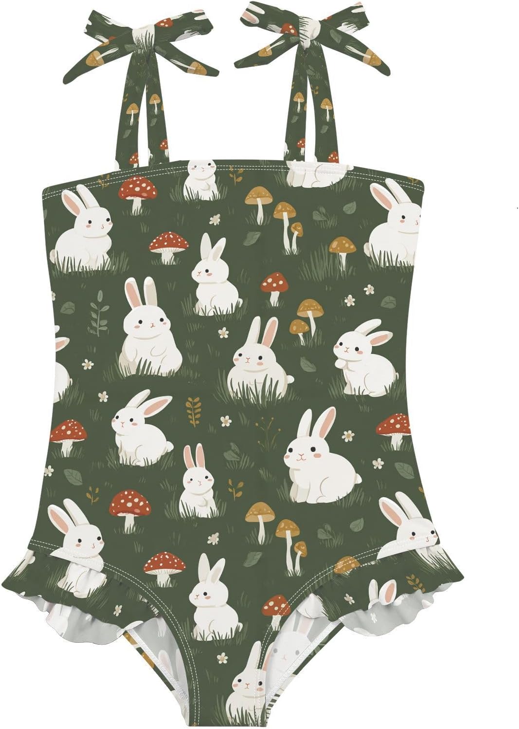 visesunny Toddler Girl Swimsuit Adjustable Strap Swimwear Adorable Rabbit Mushroom Bathing Suits for Girls 18M-6Y