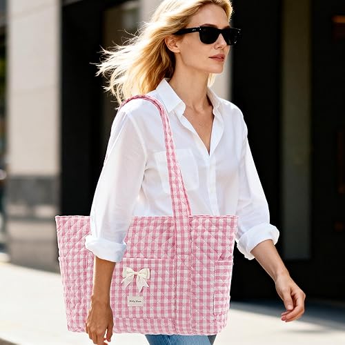 Miniatura 3 de Two Sets of Quilted Gingham Tote BagsBlack&Blue