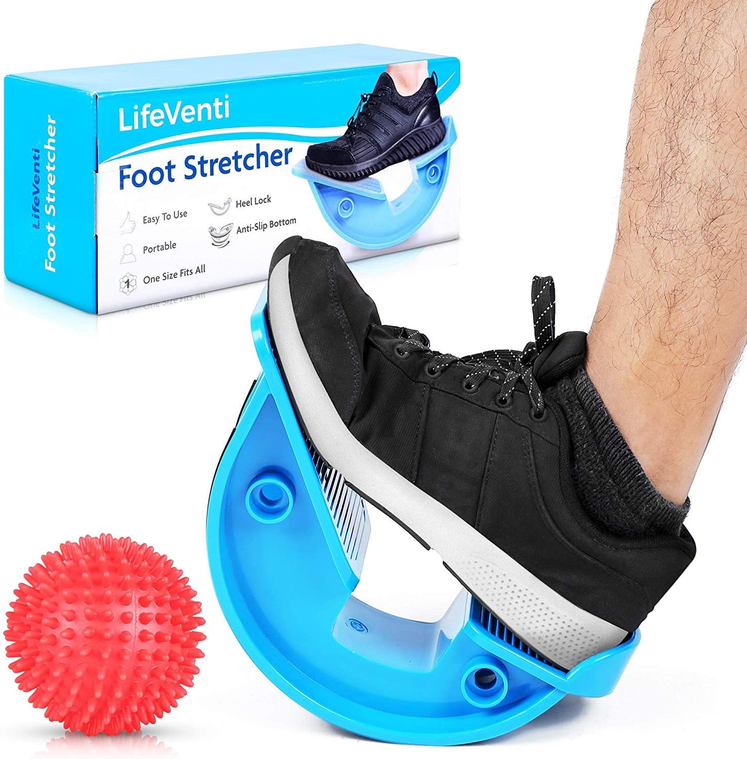 LifeVenti Foot Rocker and Spiky Ball – Foot and Calf Stretcher for Plantar Fasciitis, Achilles Tendonitis, Heel, Feet Pain Relief – Stretches Achilles Tendons and Legs for Improved Flexibility