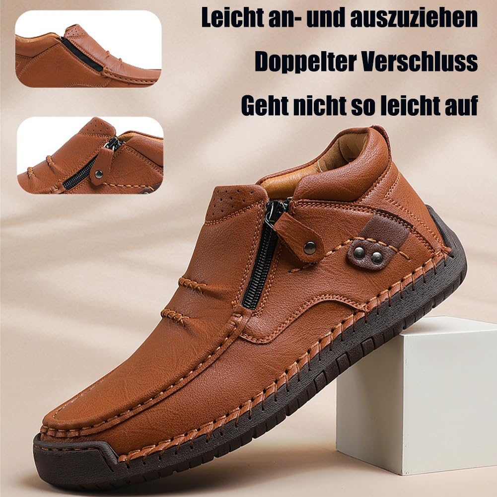 Zapatos de apoyo para el arco del pie, antideslizantes, punta redonda, botas de exterior de altura media, cómodas y transpirables, zapatillas informales de piel para el arco del pie, puntera