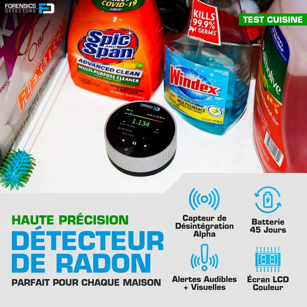 Détecteur De Radon Forensics | pour Locataires Et Propriétaires | Durée De Vie du Capteur 20 Ans