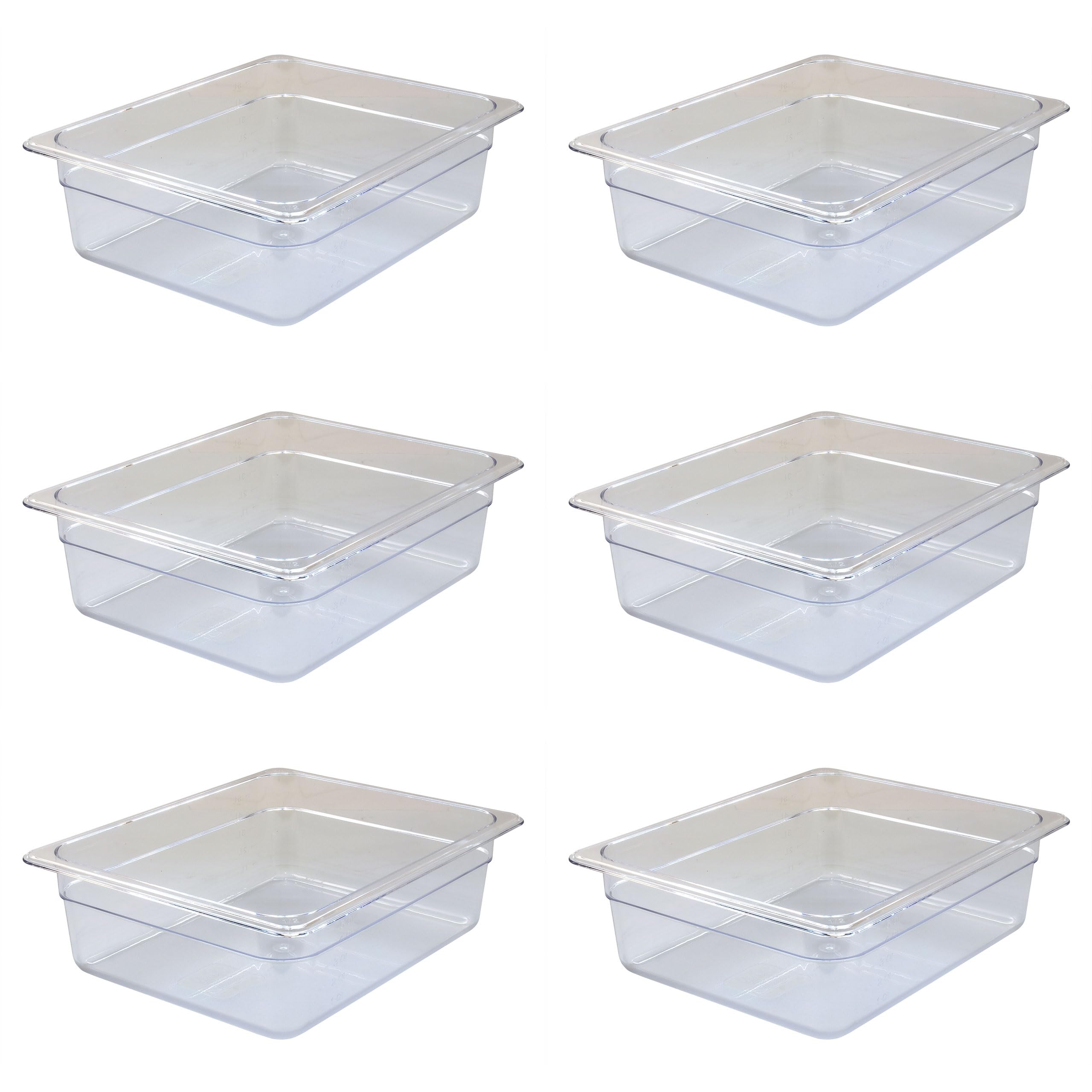 6 Stück Polycarbonat GN 1/2 Gastronormbehälter GN-Behälter 6,5 Liter tief 100mm Gastronorm