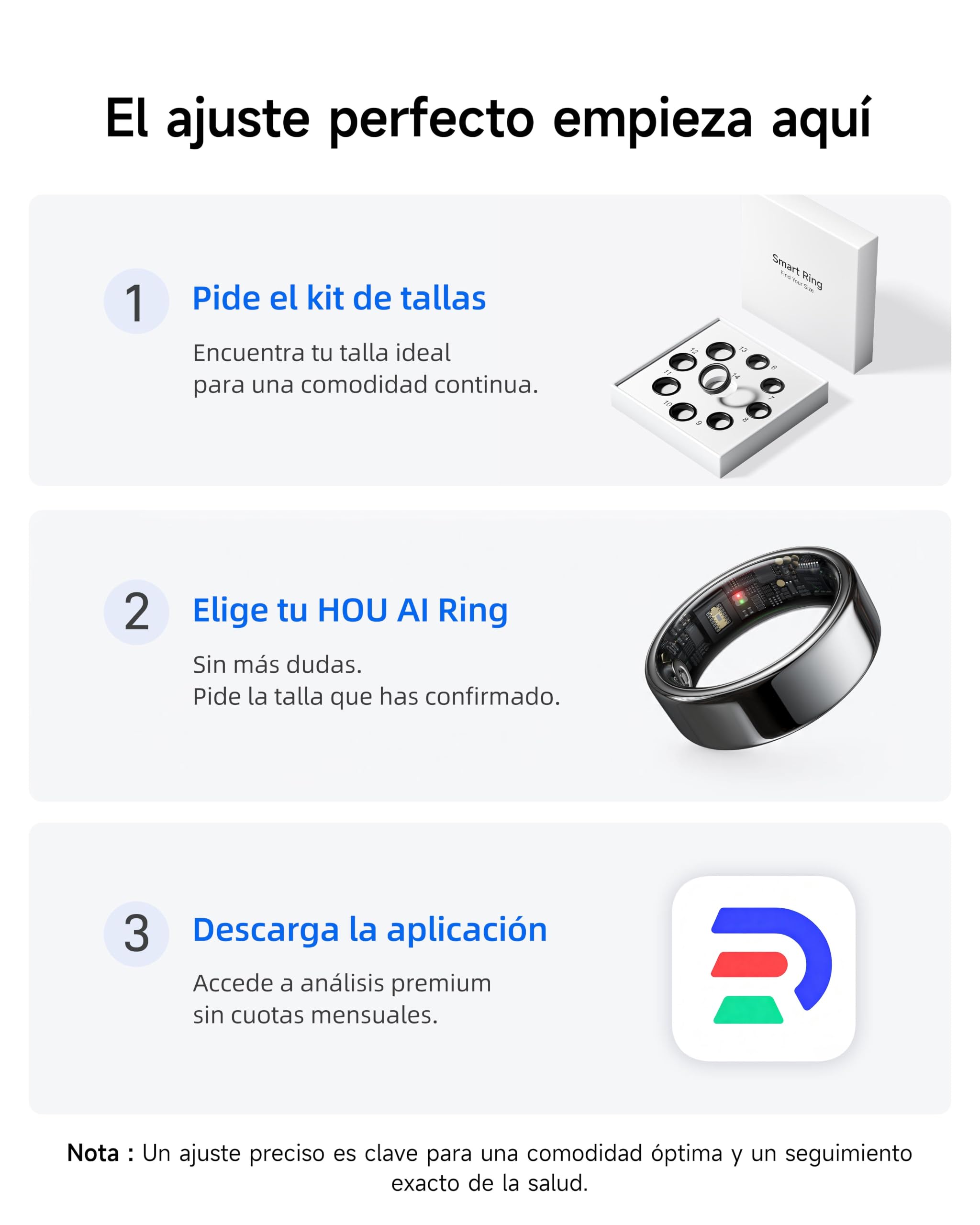 HOU Anillo Inteligente, Sin Suscripción, Cerámica Negra, Talla 10 | Monitor de Sueño y SpO2丨Frecuencia Cardíaca丨Resistente al agua IP68丨Batería de hasta 30 días丨Más de 100 modos deportivos
