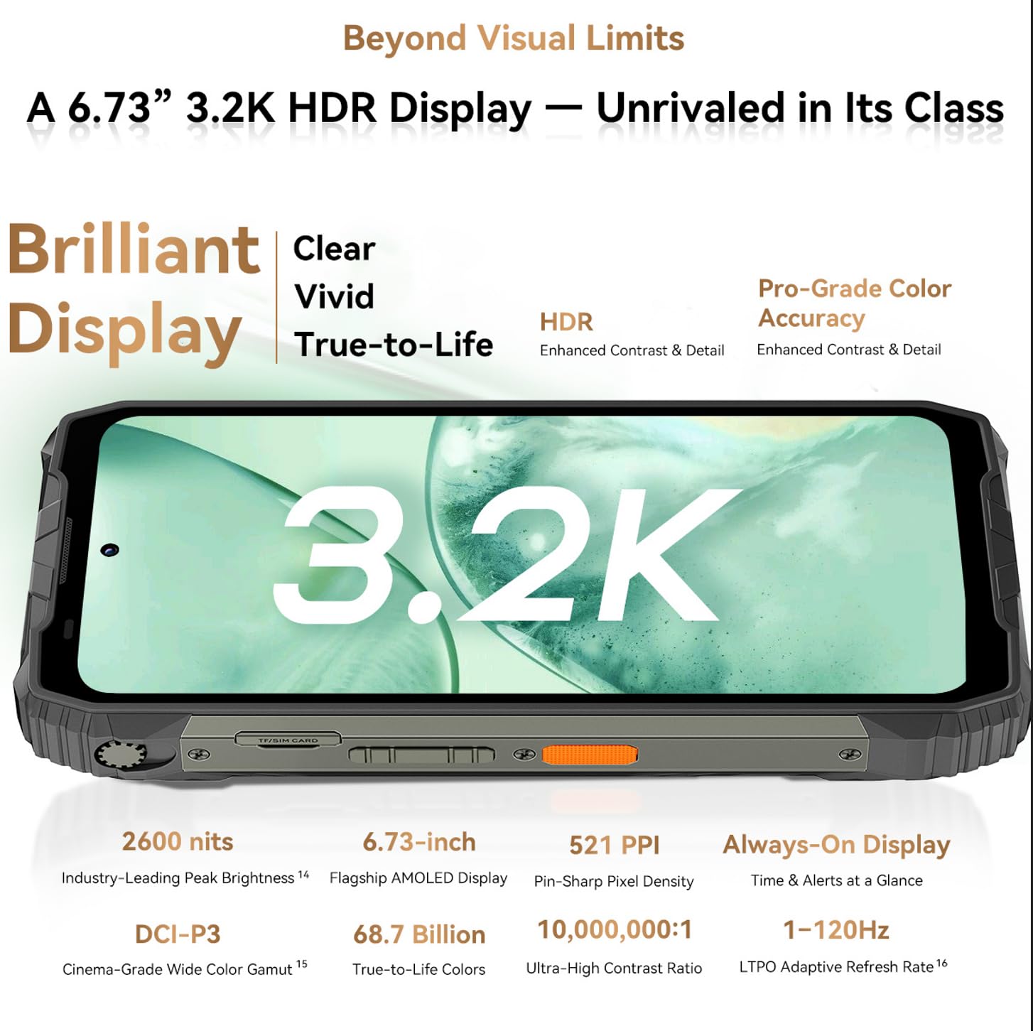 5G IA Proyector Smartphone Resistente Blackview XPLORE 2, 48GB+1TB, Proyección 100'', 6.73'' 3.2K HDR Pantalla, 467lm Luces de Camping, Visión Nocturna 50MP, Batería 20000mAh, IP68 Teléfono Irrompible