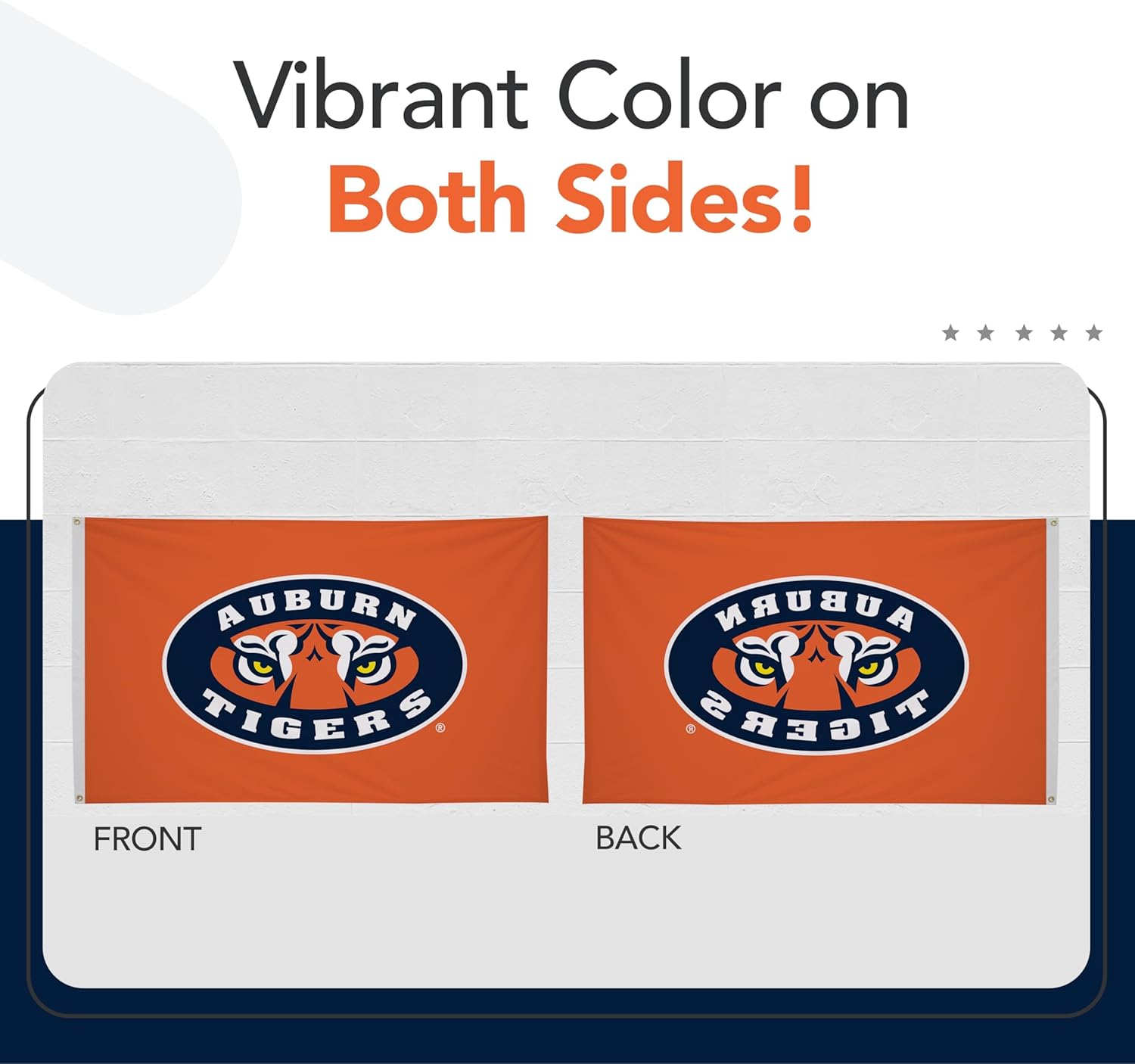 Auburn Tigers College Sports Printed Flag - NCAA Licensed - Nylon - School Banner (Orange) (3' x 5') - Image 3