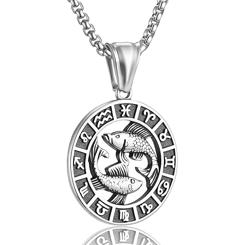 Zodiac Sign Necklaces for Men Women Stainless Steels Leo Libra Aries 12 Constellati...