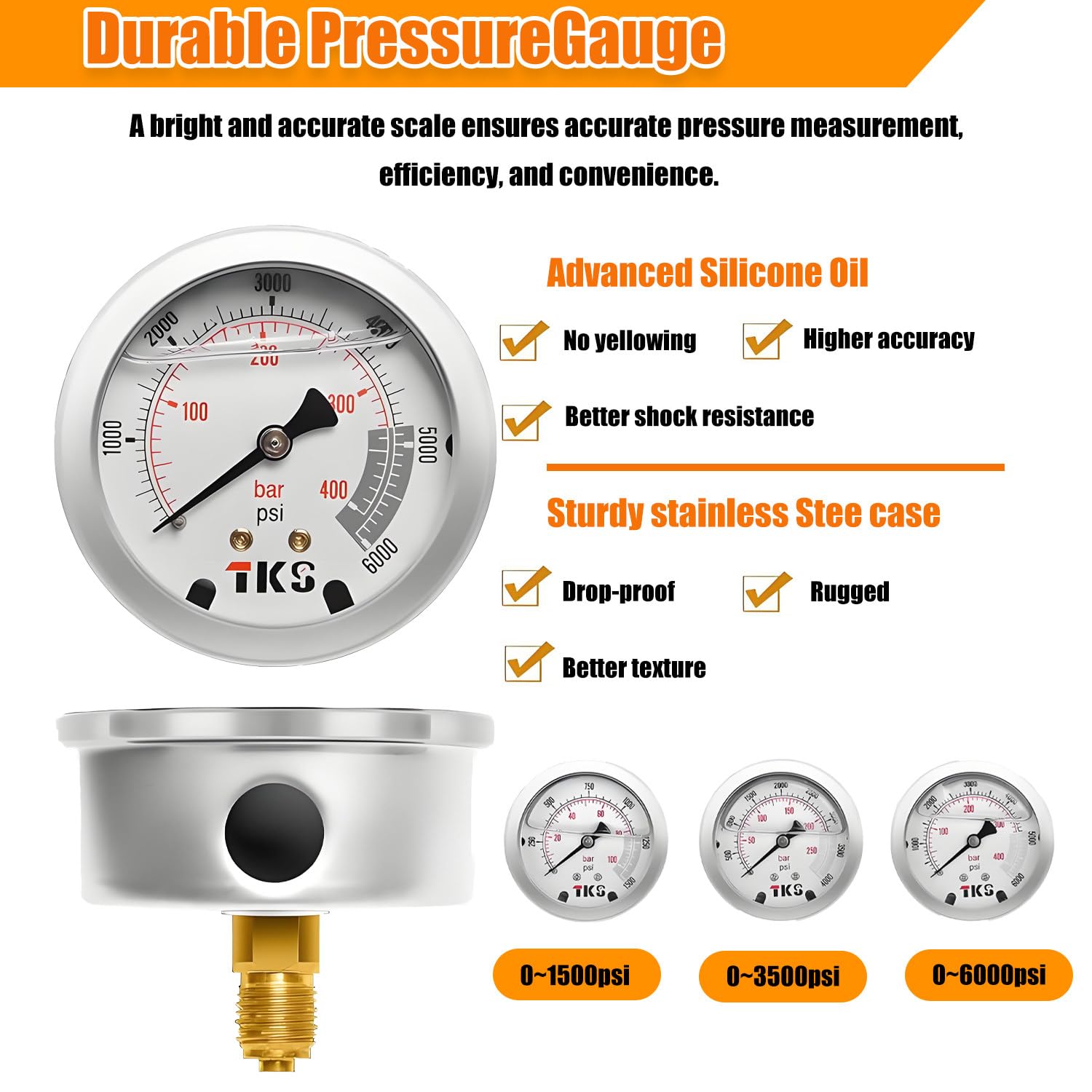Kit de carga de acumulador de nitrógeno hidráulico, kit de llenado de nitrógeno, herramientas de carga de gas con 3 manómetros, 7 acoplamientos, 1 manguera de gas para sistema de prueba de presión d