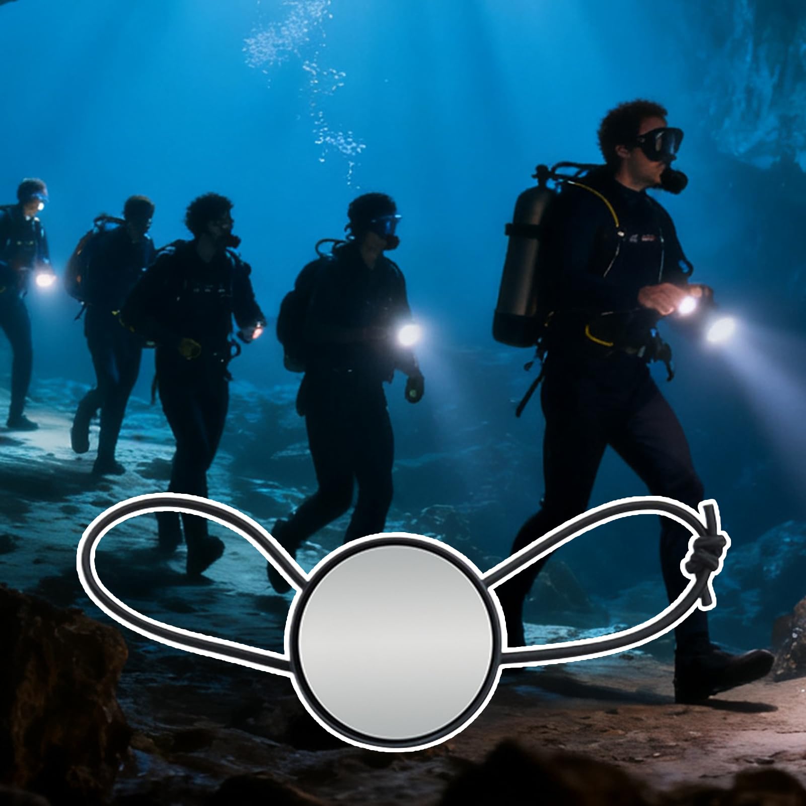 Espejo de buceo de muñeca | Espejo submarino convexo ajustable impermeable, espejo subacuático de seguridad para muñeca, buceo de cueva