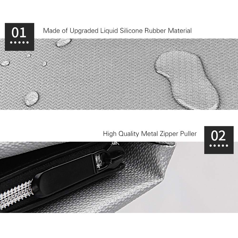 Borsa portadocumenti ignifuga - Materiale in silicone liquido impermeabile, resistente al calore fino a 1200℃, grande capacità di archiviazione per file, contanti, passaporti
