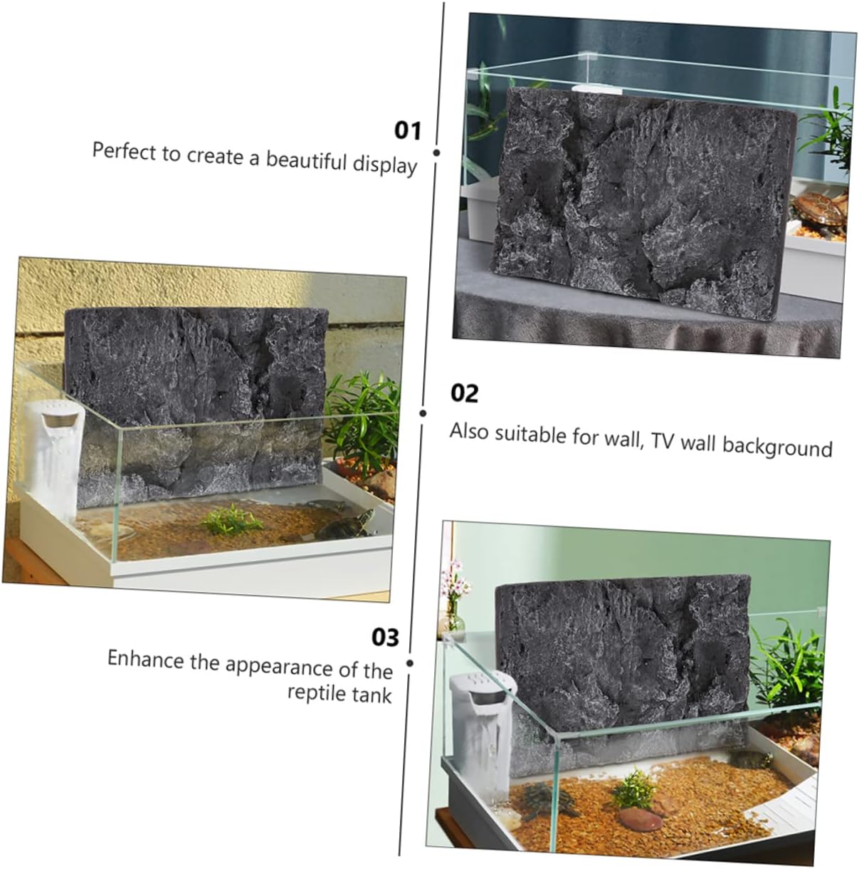 2pcs Reptile Tank Background Board Imitation Landscape Decor for Aquariums Turtle Tanks and Terrariums and Easy to Install Design