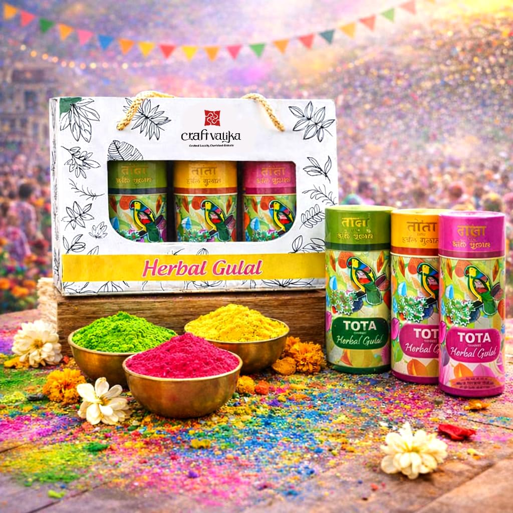 CraftVatika Natural Holi Color Herbal Gulal Pack of 3 (80g x 3 Packet) Pink Yellow Green Skin Friendly Non Toxic Gulal in Gift Packaging Box for Family Kids Couple Gift, 100% Safe-image-15