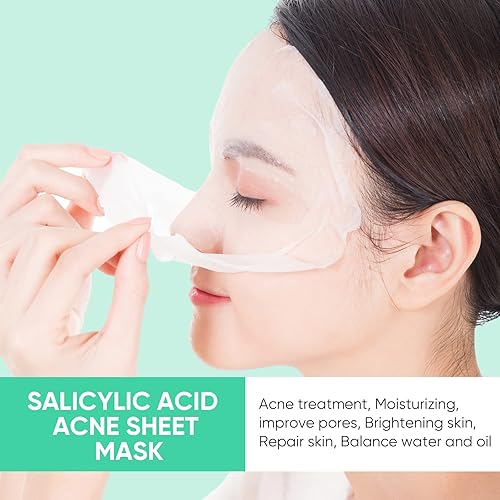 Miniatura 5 de Mascarilla facial antiacné para el cuidado de la piel, mascarilla de ácido salicílico para tratamiento del acné, máscara facial para piel propensa
