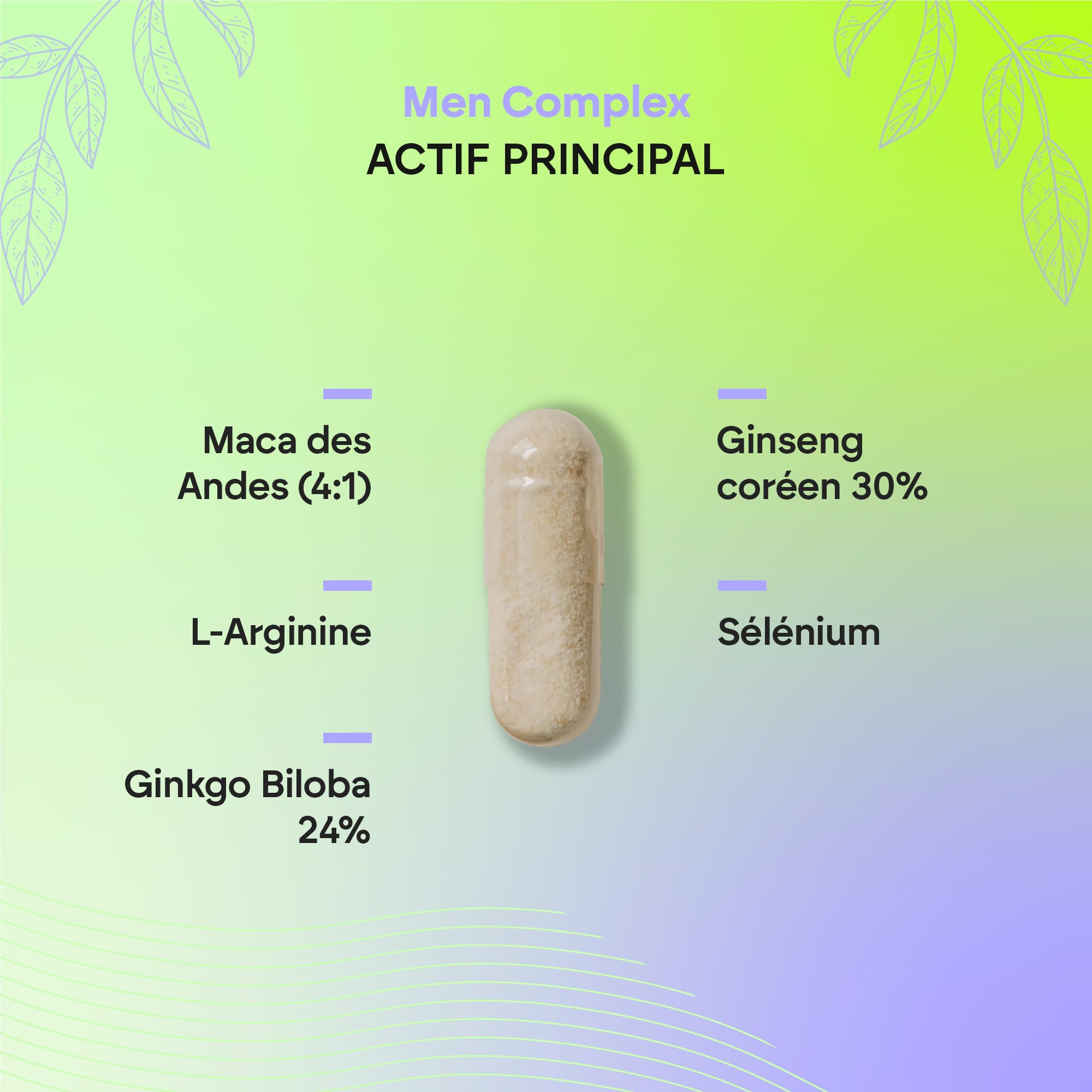VITAMINES TESTO HOMME - Puissance 4:1 Maca 500mg - Ginseng + Ginkgo Biloba Tribulus Terrestris L-Arginine - Men Complex 90 Capsules Nutralie