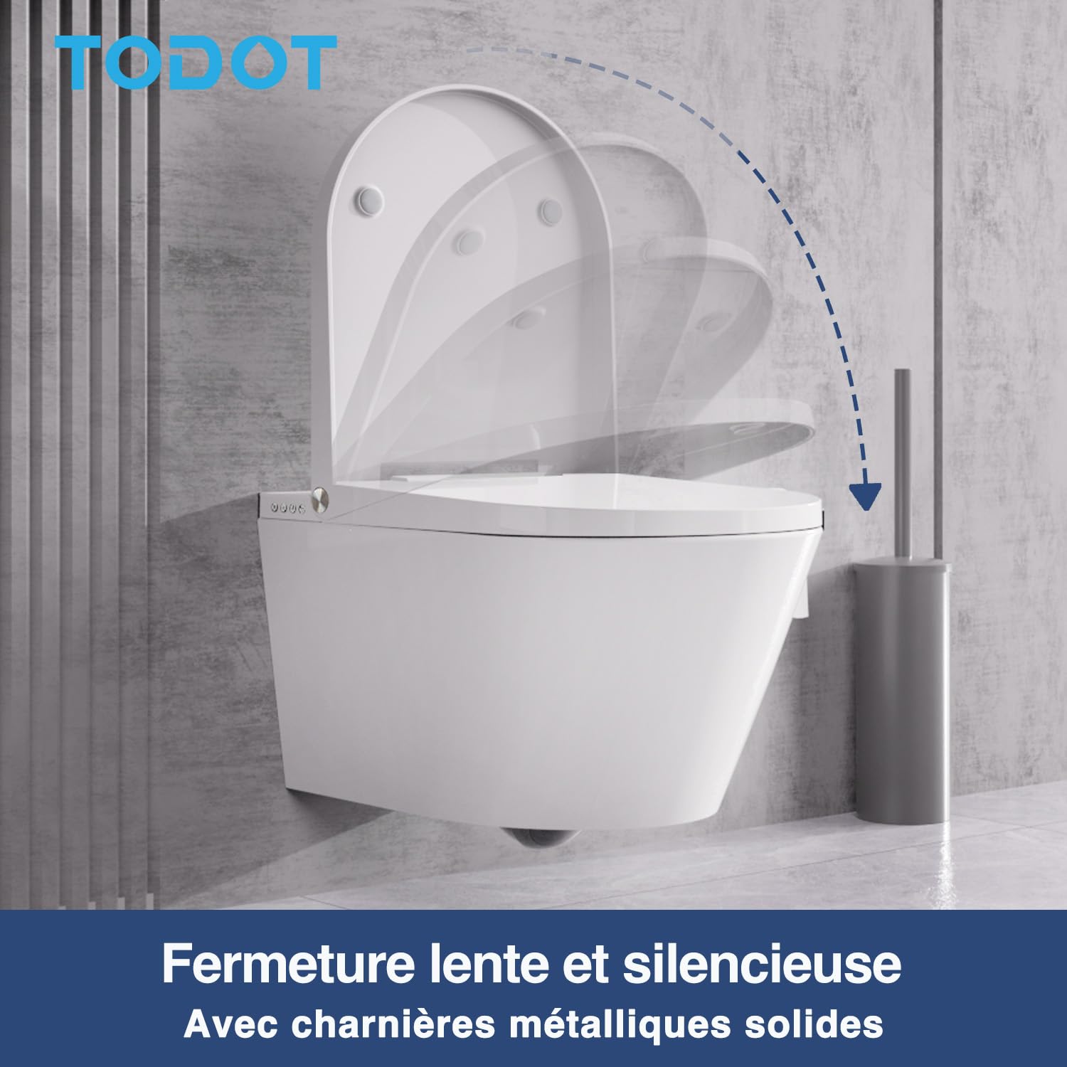 WC Japonais Smart 7201 Pro, Toilette Japonais Suspendu Blanc Avec Télécommande, Position et Température du Jet Réglable, Séchoir Air Chaud 3 Niveaux