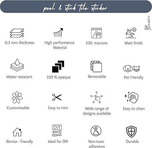 Miniatura 6 de Classicism - Calcomanías de azulejos de cola de milano para azulejos, pared, armario de salpicaduras, baño, impermeable y extraíble, decoración del