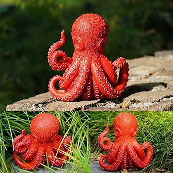 Amazon.co.jp: Tooyuart タコの装飾 赤いタコアート タコの像 海