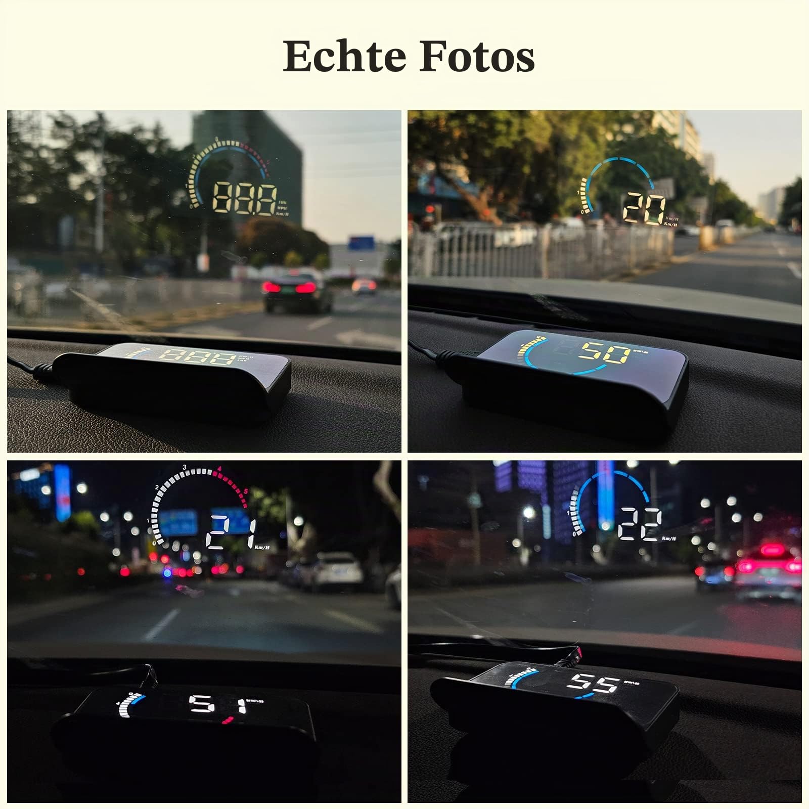 Auto HUD Head up Display, OBD2 & GPS Dual Modes HUD, Tachometer, KM/H und MPH, Kompatibel mit Allen Autos …