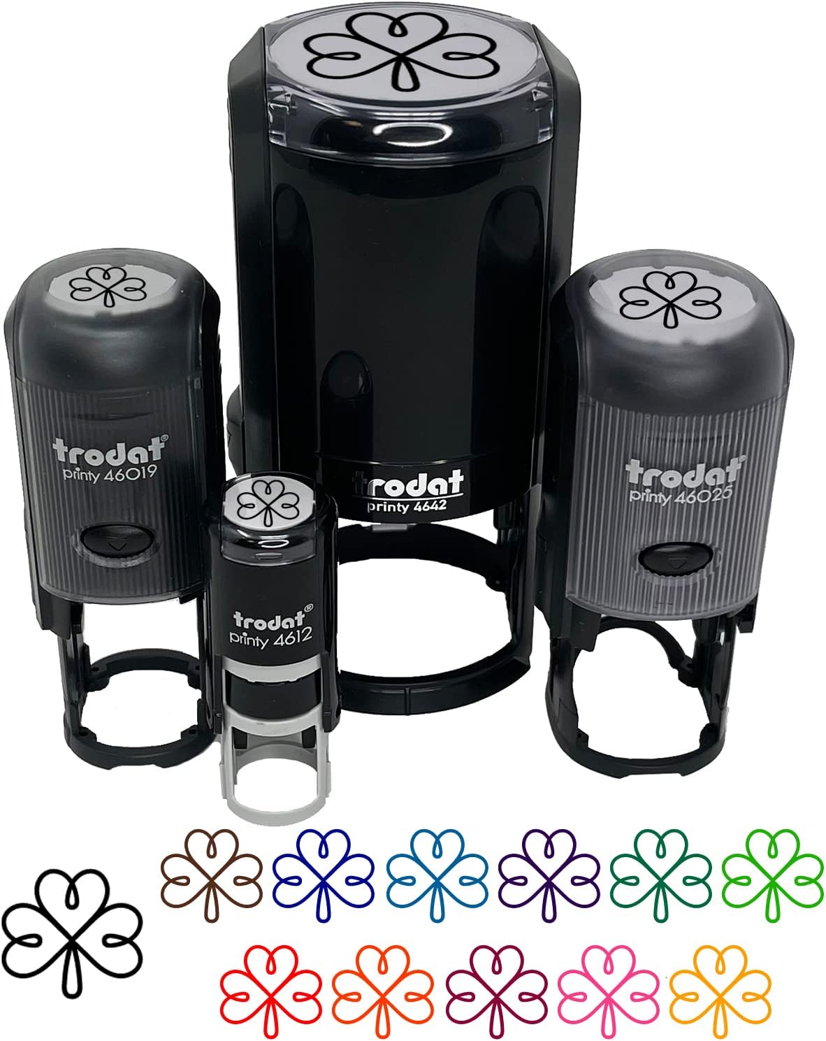 Three Leaf Clover Shamrock Tribal Celtic Knot Self-Inking Rubber Stamp Ink Stamper for Stamping Crafting Planners - 1-1/2 Inch Large - Black Ink