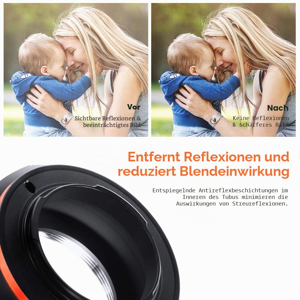 K&F CONCEPT M10125 M42-M4/3 Hochpräziser Adapterring Objektivadapter für M42 Schraubobjektiv an Micro 4/3 (MFT, M4 / 3) Montagekamera, passend für Olympus PE, Panasonic Lumix