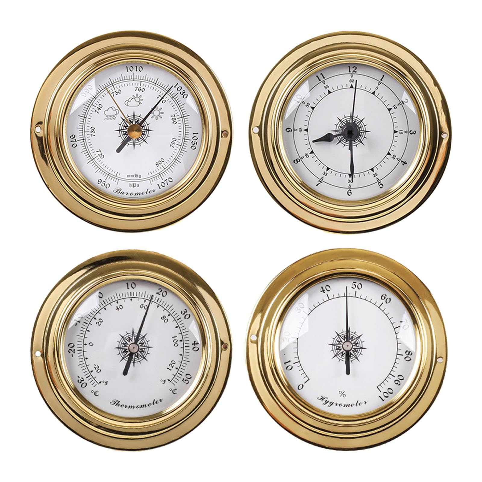 F Fityle 4 Pezzi Barometri Orologio Misuratore Termometro Igrometro Strumenti a Vela Stazioni Meteo per Yacht Barca Barca