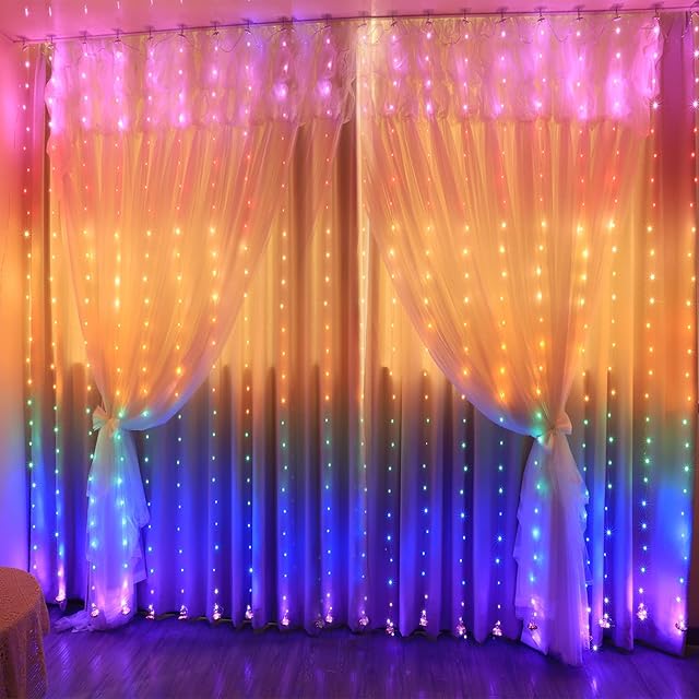 Christmas Curtain Fairy Lights Plug in 280 LED, 3mx2.8m 8 Modes Fairy Curtain Lights usb powered Curtain lights for Indoor Outdoor Wedding Party Christmas Bedroom Gazebo Decorations