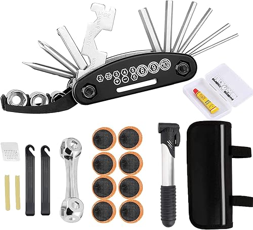 Miniatura 7 de Kit de herramientas de bicicleta, kit de reparación de bicicletas con bomba y bolsa, kit de reparación de parches de neumáticos de bicicleta, kit de