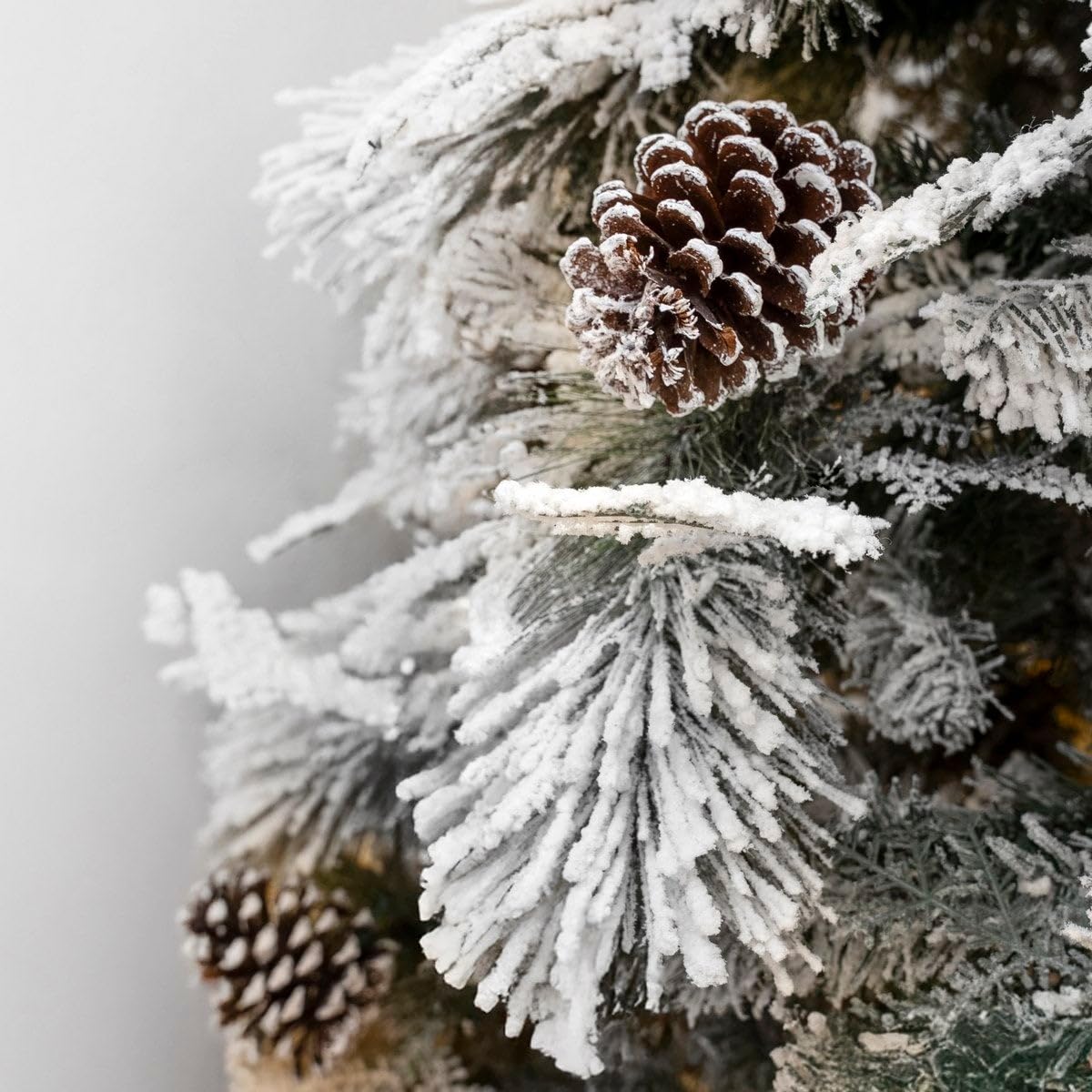 Árbol de Navidad artificial plegable nevado verde y blanco de 210 cm