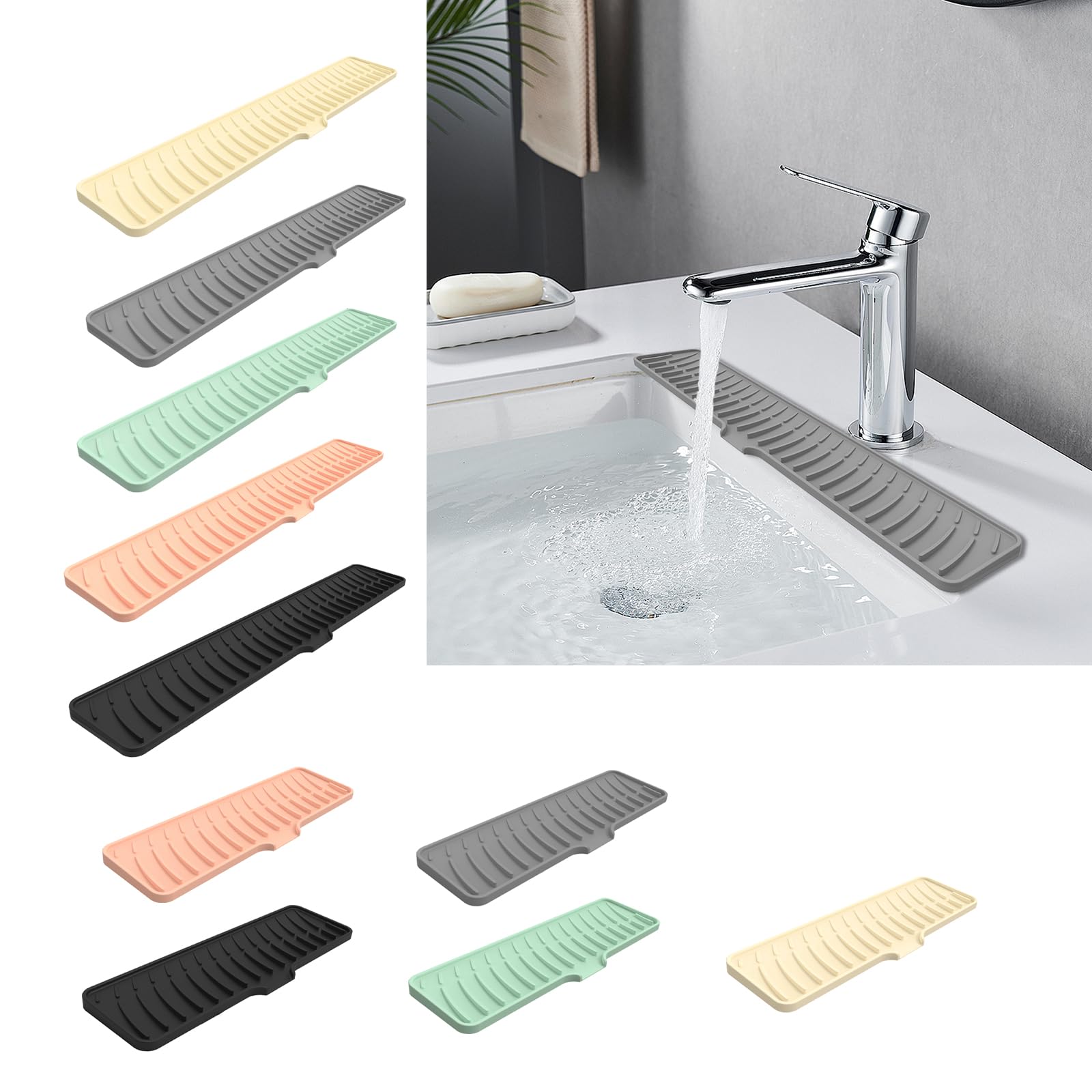 Esterilla de silicona multifunción para grifo, alfombrilla de drenaje antideslizante, grifo de cocina, accesorios para fregadero de cocina, accesorio grande para fregadero