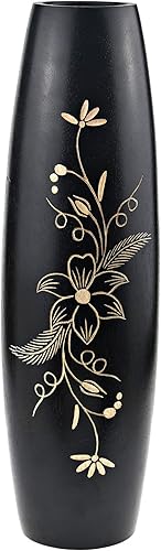 AeraVida Florero floral de madera tallada a mano para jardín tropical de 14 pulgadas, decoración moderna para el hogar, cocina, dormitorio, sala de