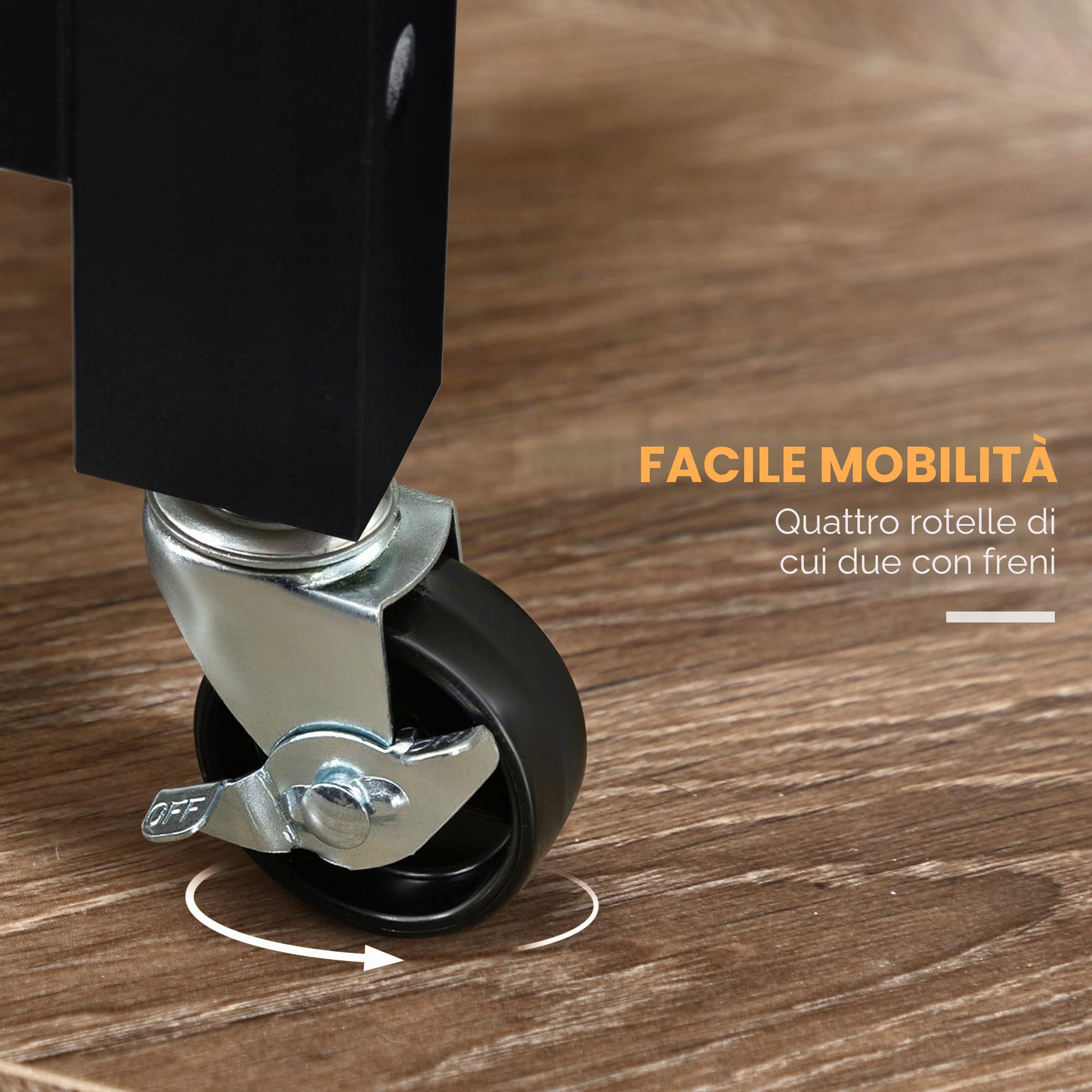 HOMCOM Carrello di servizio tavolo da 60 x 40 x 85 cm, colore: Nero | Tavolo Rotelle, Ripiano, Conservazione Bottiglia, Vassoio Acciaio Inox