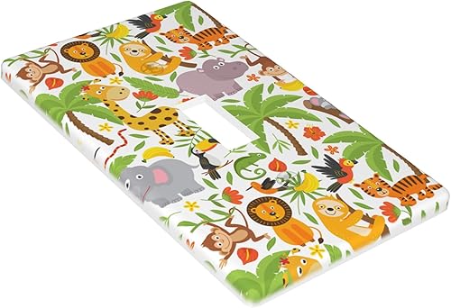 Miniatura 3 de Cubierta decorativa para interruptor de luz, diseño de jirafa, tigre, koala, jirafa, 1 banda, placa de pared decorativa de una sola palanca, placa