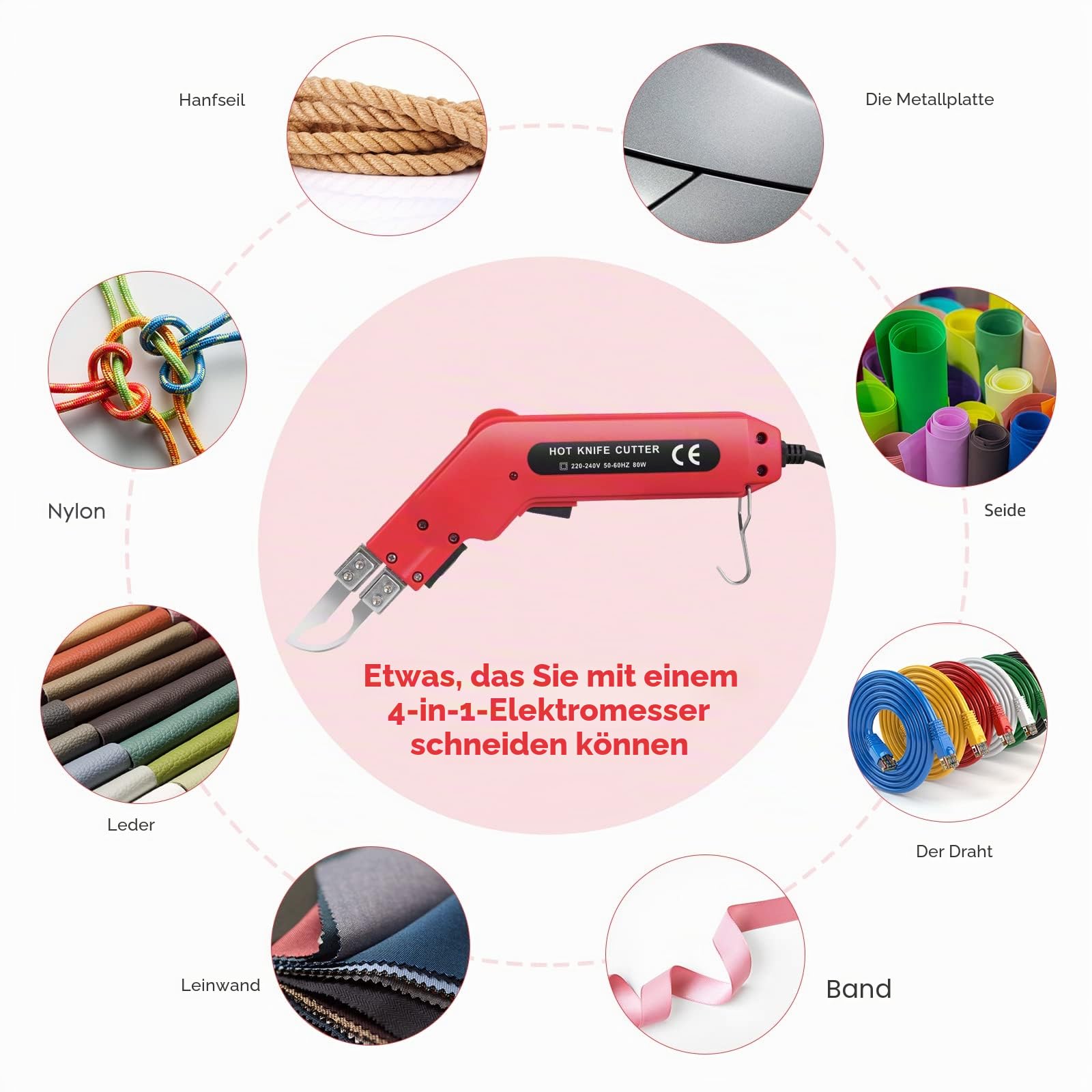 Styrocutter Elektrischer Heißschneider 100W mit 4 Arten Messerformen heißes Messer Stoffschneider Schneidwerkzeug Schaumschneider Set zum Schneiden von Stoff/Gummi/Seil/Kunststoff/Acryl