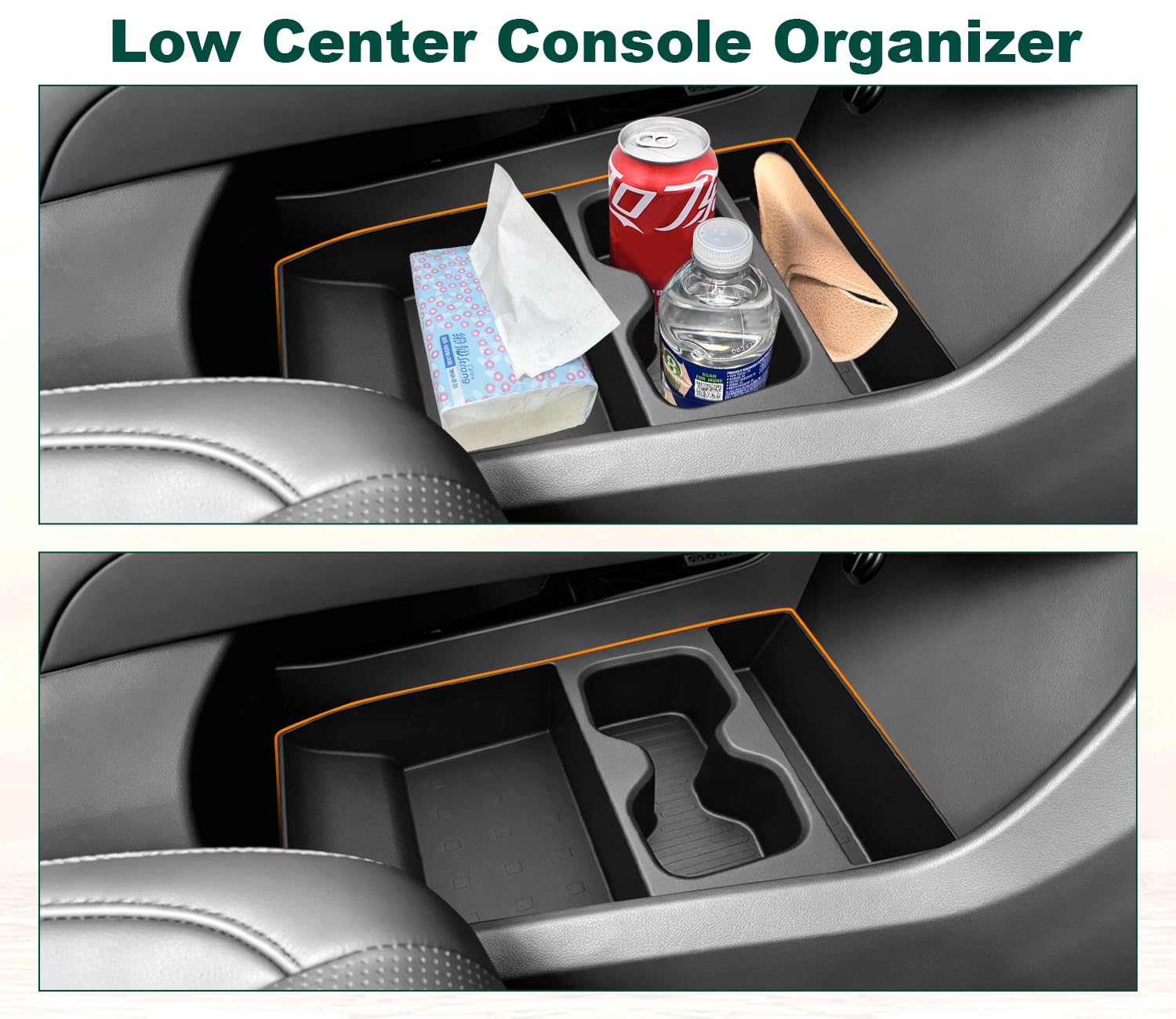 4 organizer per console centrale per accessori Hyundai Santa Fe 2024-2026, tappetino di ricarica wireless + inserto portabicchieri + organizer per console inferiore + organizer per console centrale