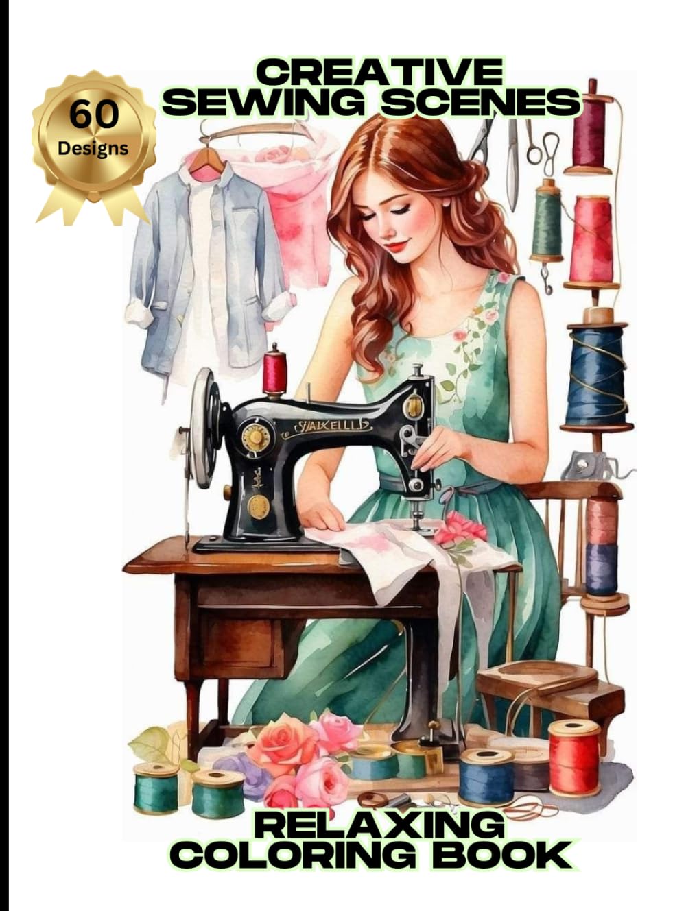 Creative Sewing scenes: Relaxing coloring book