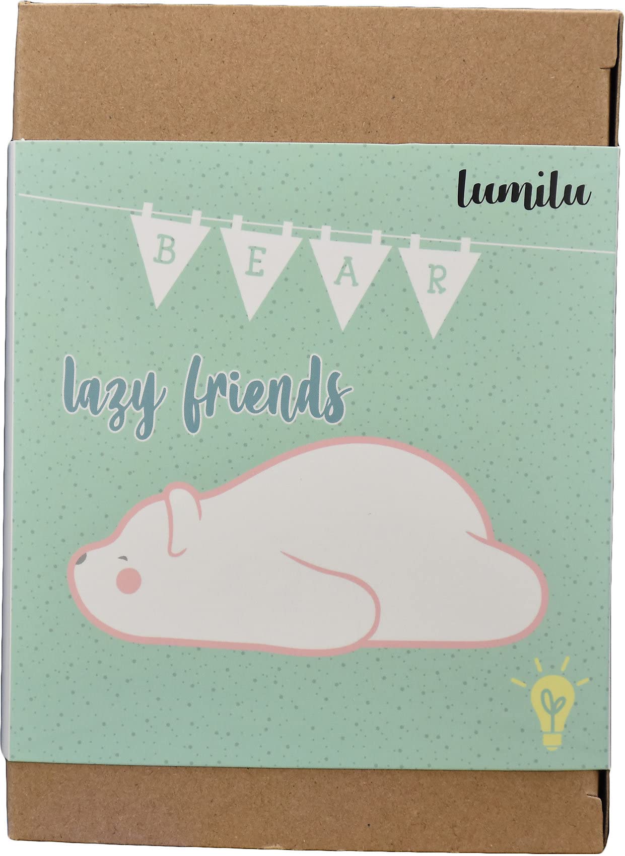 Reer lumilu Lazy Friends Bear, słodki miś lampka nocna, wspaniały prezent na chrzest, prezent urodzinowy dla chłopców i dziewczynek, biały, 52230
