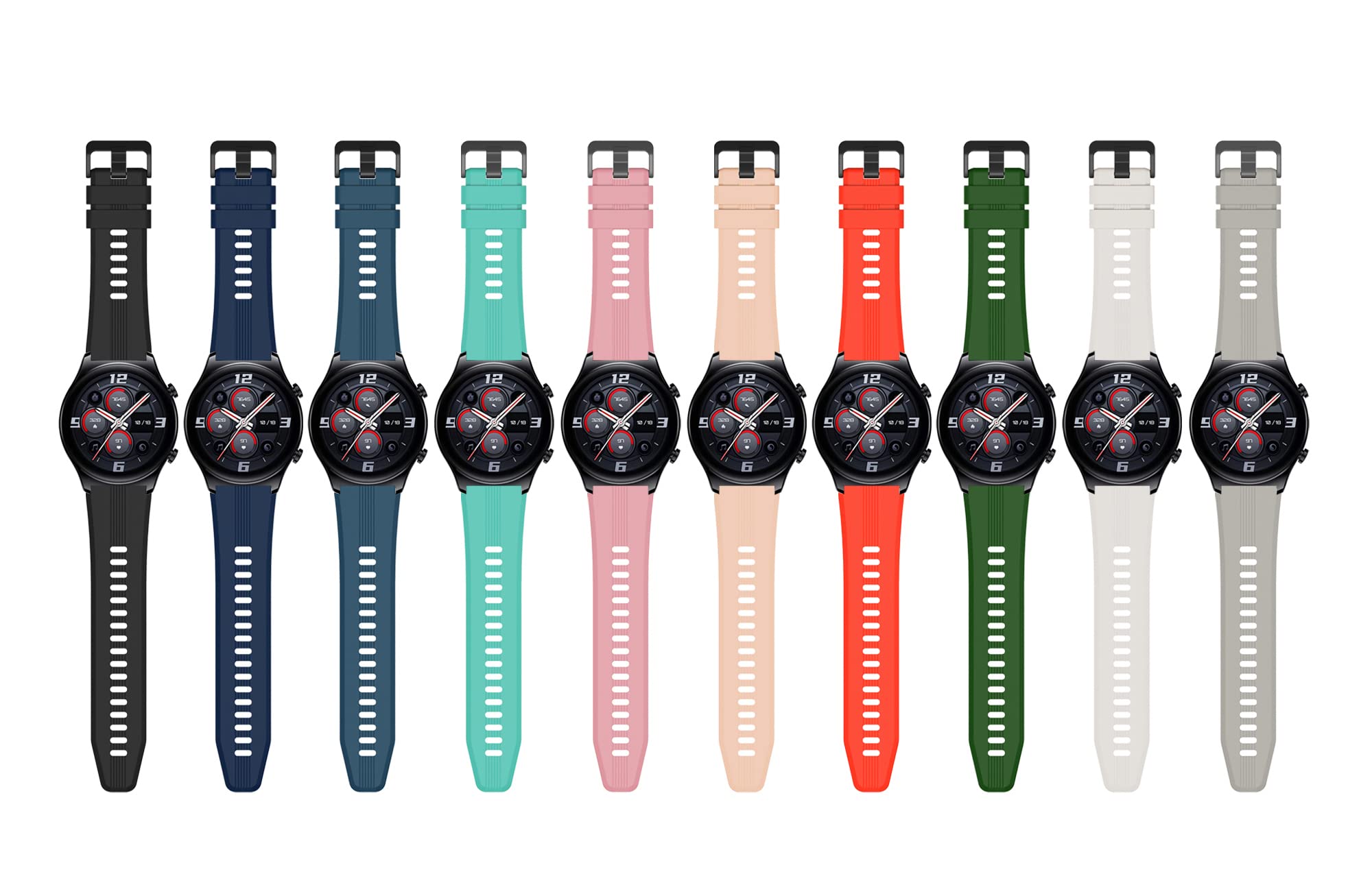Miękkie silikonowe paski do szybkiego odpinania, wypukłe paski, 20 mm, 22 mm, miękkie gumowe paski do zegarków kompatybilne z Honor Watch GS3, dla kobiet, mężczyzn, 22mm