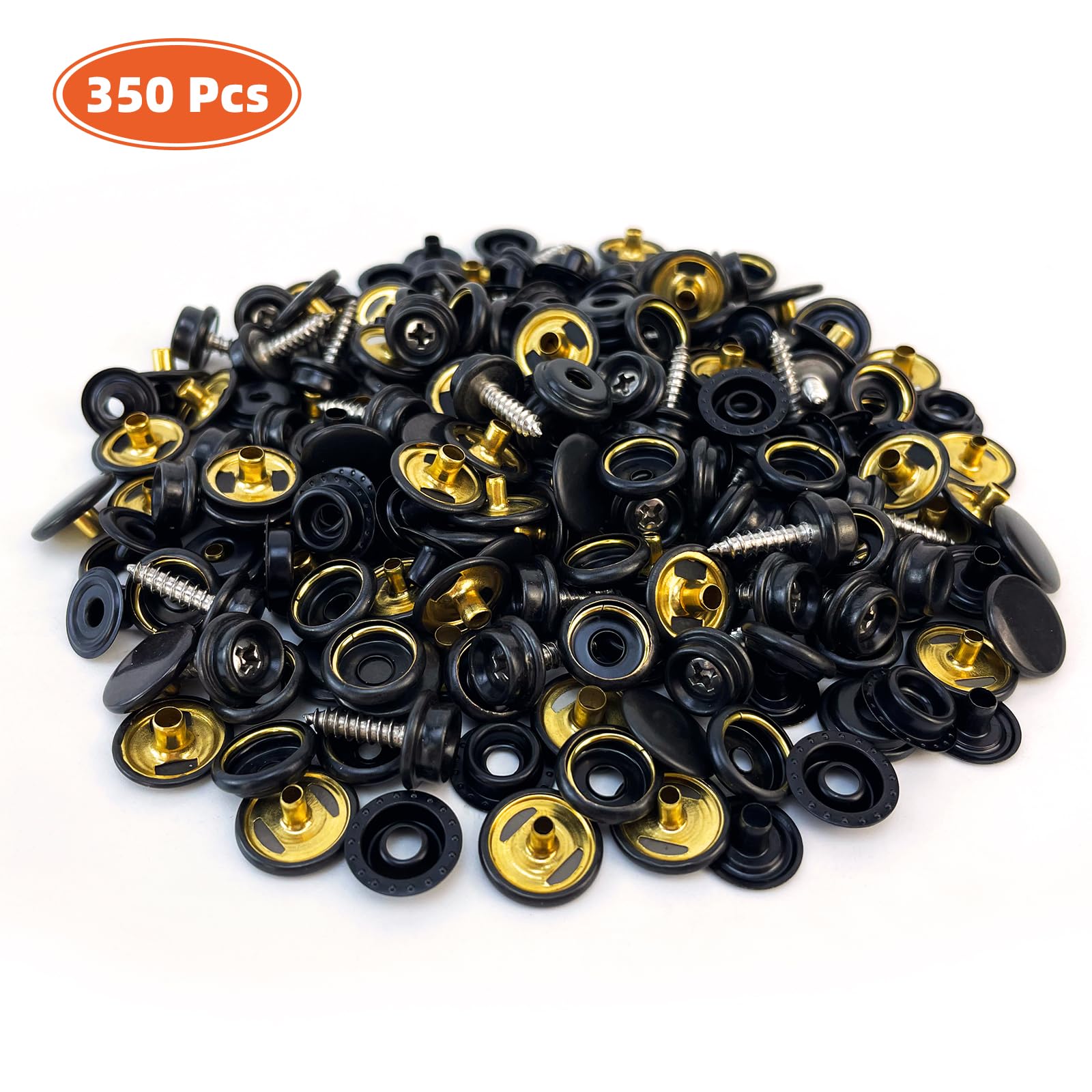 Kit da 350 bottoni a pressione in tela e bottoni a pressione, set da 100 pezzi, kit di chiusure a scatto resistenti da 3/8", in acciaio inox, di grado marino, per copertura di barche in pelle, mobili
