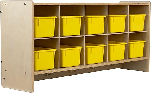 Miniatura 9 de Cubos organizadores de almacenamiento, 10 cubos con ganchos para abrigos, estante colgante de pared para juguetes de niños, guardería, aula, 47 Sin