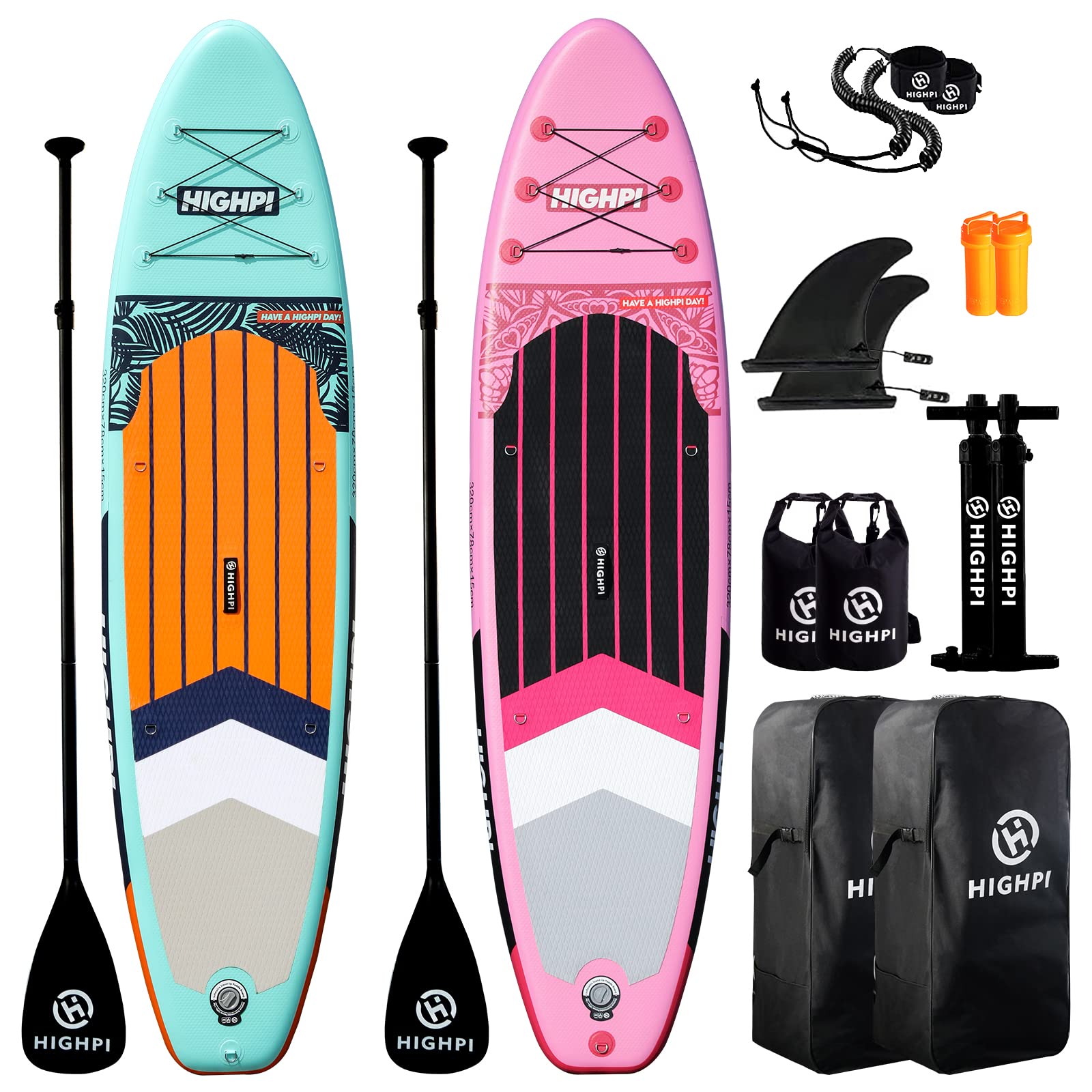 Highpi Inflatable Stand Up Paddle Boards, 10'6''x31''x6'' SUP with Accessories Backpack Anti-Slip Deck, Leash, Adjustable Paddle and Hand Pump, Waterproof Bag, Standing Boat for Youth & Adult
