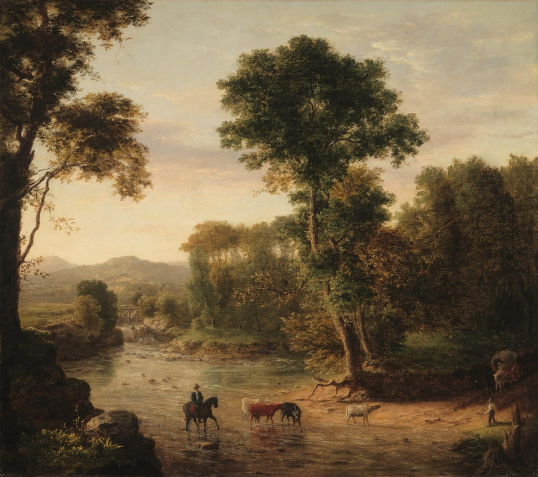 ARTXLXXBN Famous Painting Canvas Artwork Graffiti Print Crossing by George Inness Portrait Canvas Image for Home Decor 60x90cm