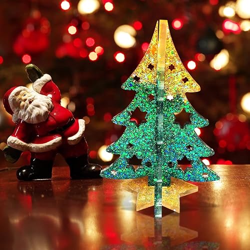 Miniatura 6 de DIYBravo Molde de resina de Navidad 3D para árbol de Navidad, molde de resina de silicona, empalme de árbol de Navidad, resina epoxi UV, molde de